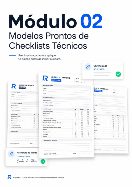Checklist de entrada rápida de celular